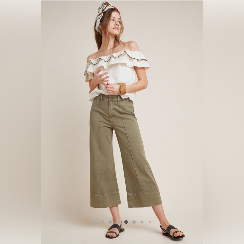 Chino by Anthropologie Pintucked Chino Pants. Size 14 NEW with tags. Moss/olive